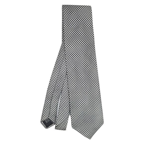Fratelli Moda Men's Black & White Silk Patterned Tie - Picture 1 of 4